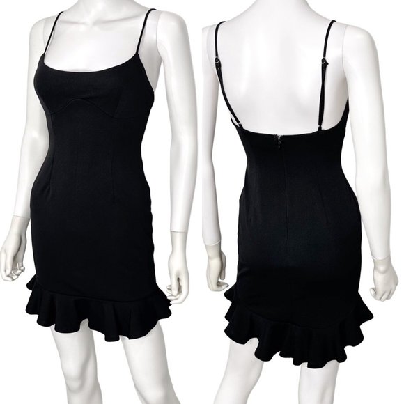 Selfie Leslie Aces Cami Strap Ruffle Hem Bodycon Mini Dress in Black Size XS - Picture 2 of 13
